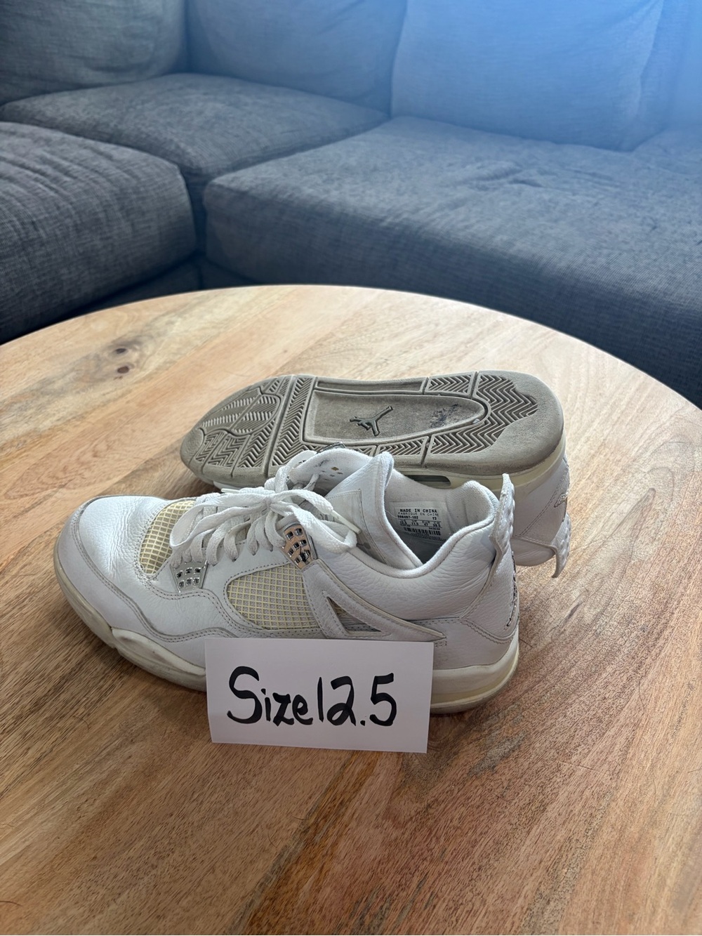 Nike White Men’s Jordan Retro 4 Basketball Sneakers